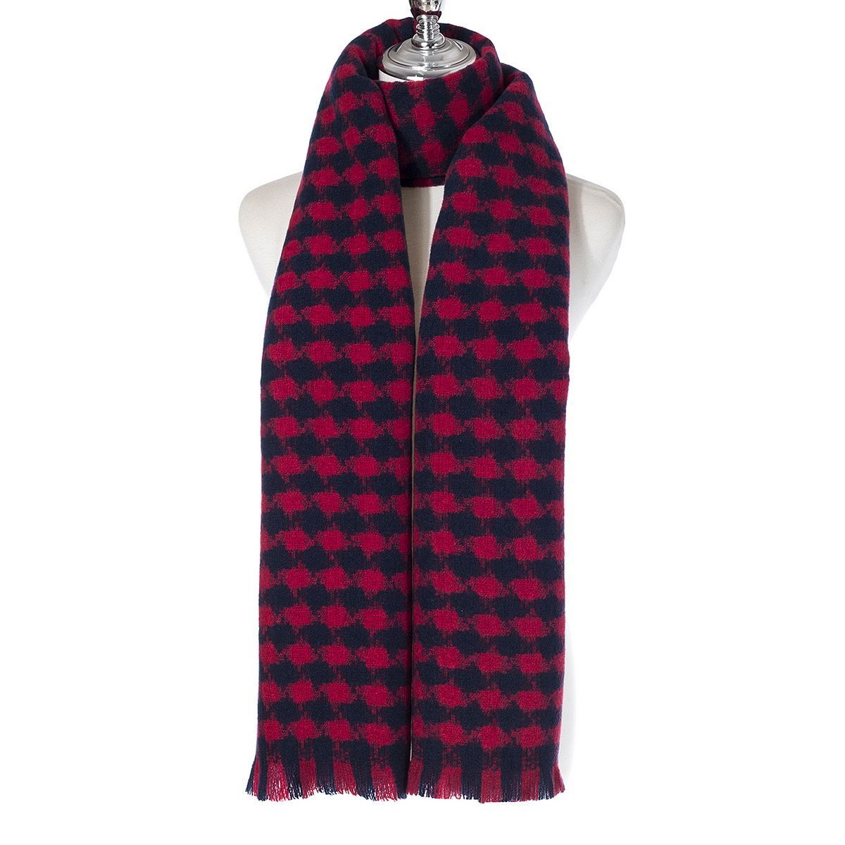 Scarf Red with Checkered Pattern, Autumn/Winter