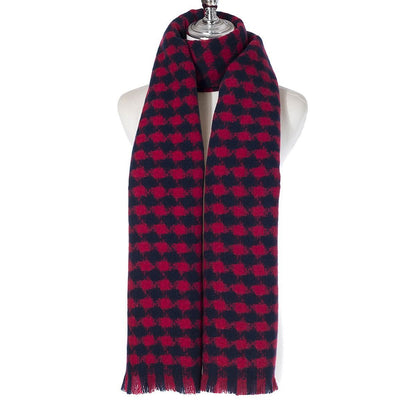 Scarf Red with Checkered Pattern, Autumn/Winter